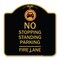 Signmission No Stopping Standing Fire Lane W/ Graphic, Black & Gold Aluminum Sign, 18" x 18", BG-1818-23573 A-DES-BG-1818-23573 - alternate 1